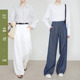 直筒阔腿裤 春夏休闲长裤 加长7694 子女老钱风亚麻裤 夏莫卡白色裤