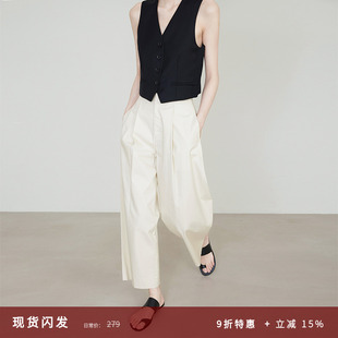 亲肤棉休闲奶奶裤 裤 7725 女row风垂感西装 夏莫卡藏青色九分阔腿裤