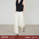 女夏新款 休闲奶奶裤 row风极简西装 夏莫卡藏青色九分阔腿裤 裤 7725