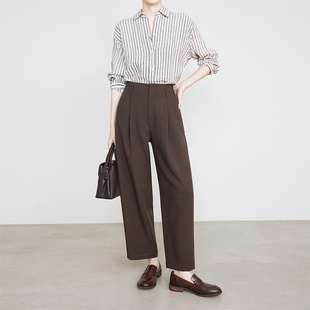 夏莫卡九分裤女2026新款美拉德棕色裤子锥形裤显瘦九分西装裤5279