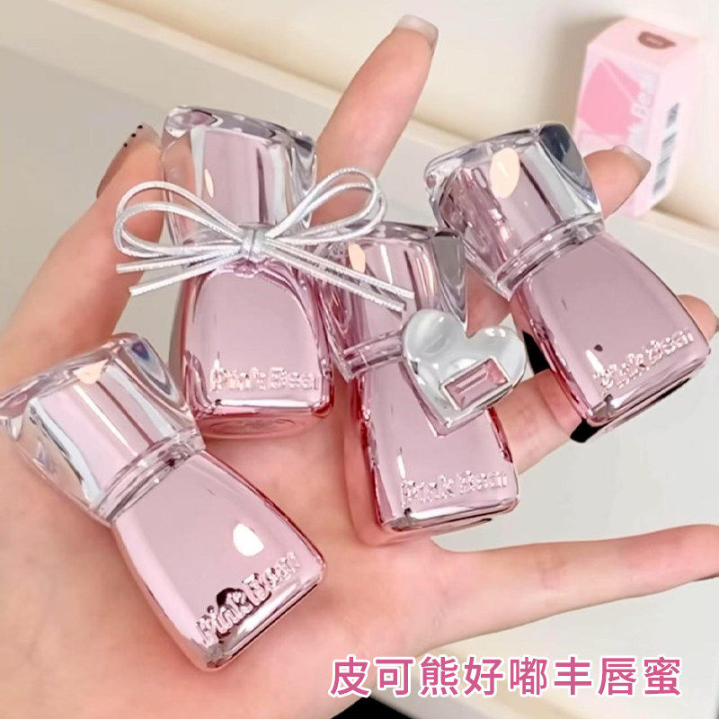 皮可熊pinkbear好嘟丰唇蜜镜面透明叠涂口红水光唇釉皮克熊女唇膏