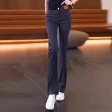 黑色薄款天丝微喇牛仔裤女新款夏季小个子高腰修身冰丝喇叭裤
