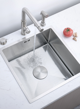 Planar浦琳304不锈钢水槽正方形厨房吧台小单槽加厚边拉丝手工盆