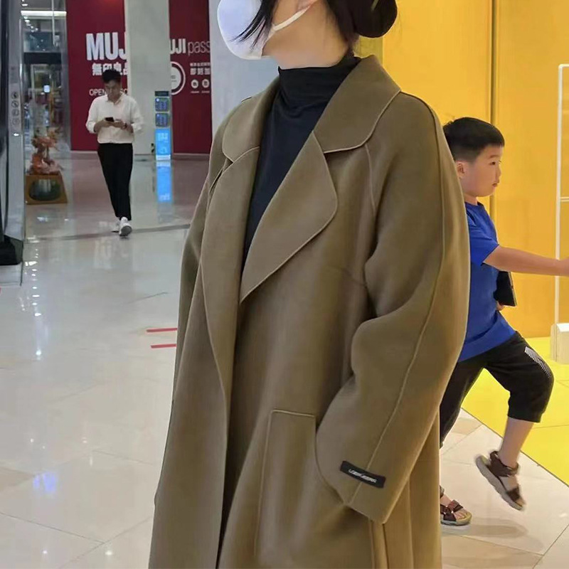 胖mm秋冬大码高档双面绒大衣女