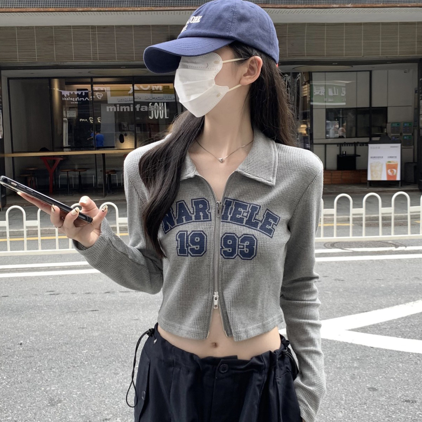 美式长袖t恤女2025新款秋 小个子卫衣打底衫高腰露脐辣妹短款上衣