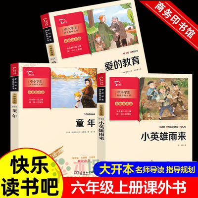 商务印书馆 大开本】快乐读书吧六年级上册课外书必读全套3册小英雄雨来+爱的教育+童年高尔基青少年版下册鲁滨逊漂流记汤姆索亚