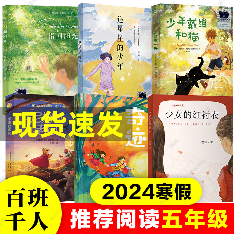 2024寒假百班千人五年级小学生课外阅读书籍推荐儿童非必读指间阳光奇迹少年戴维和猫追星星的少年尼姆的老鼠少女的红衬衣正版 书籍/杂志/报纸 儿童文学 原图主图