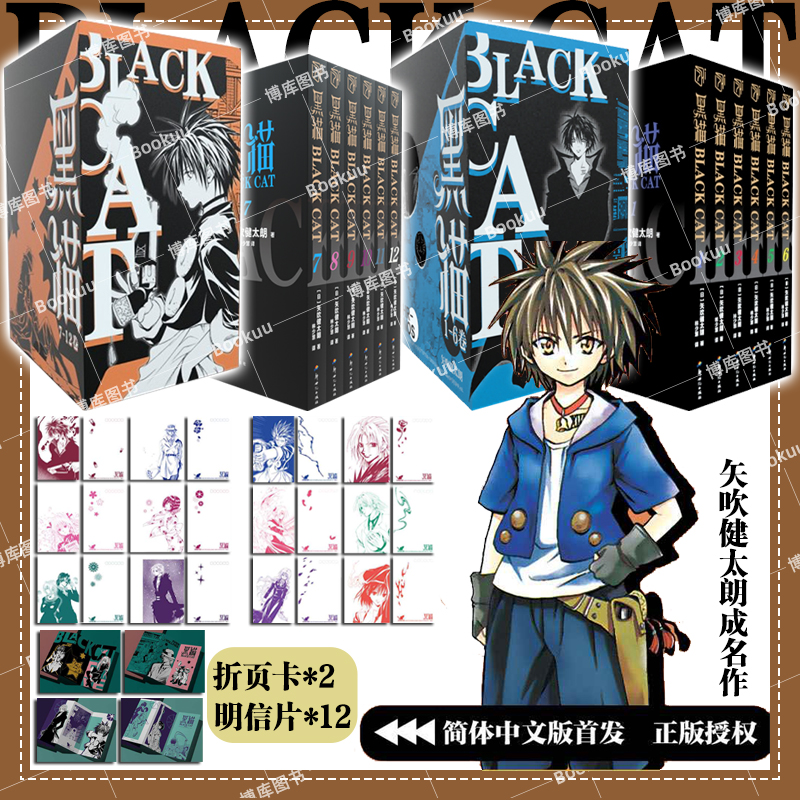 《黑猫》卷1-12 爱藏版【赠折页卡+明信片】矢吹健太朗作品 blackcat 周刊少年jump 简体中文版 黑猫奇幻热血冒险漫画 官方授权
