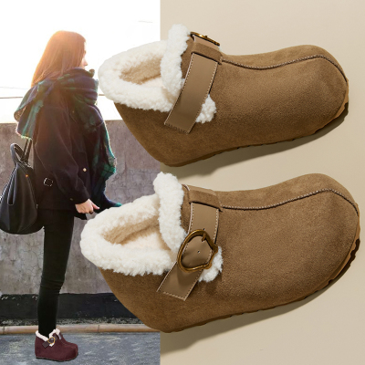 8CM内增高全包勃肯鞋女2025秋冬新款百搭爆款厚底加绒毛毛雪地靴