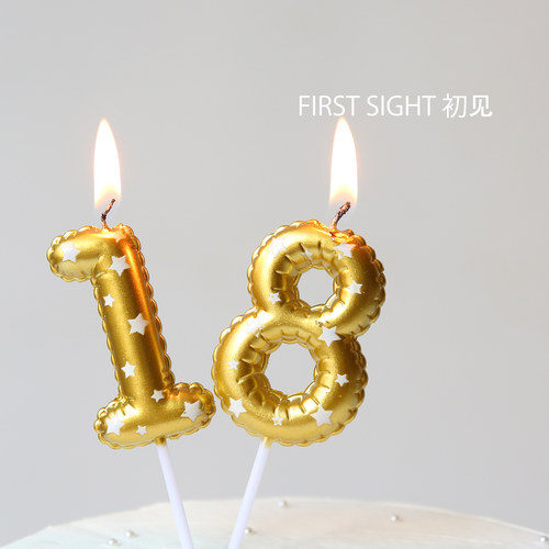 金色数字蜡烛生日蛋糕装饰插件儿童周岁派对氛围感布置拍照道具