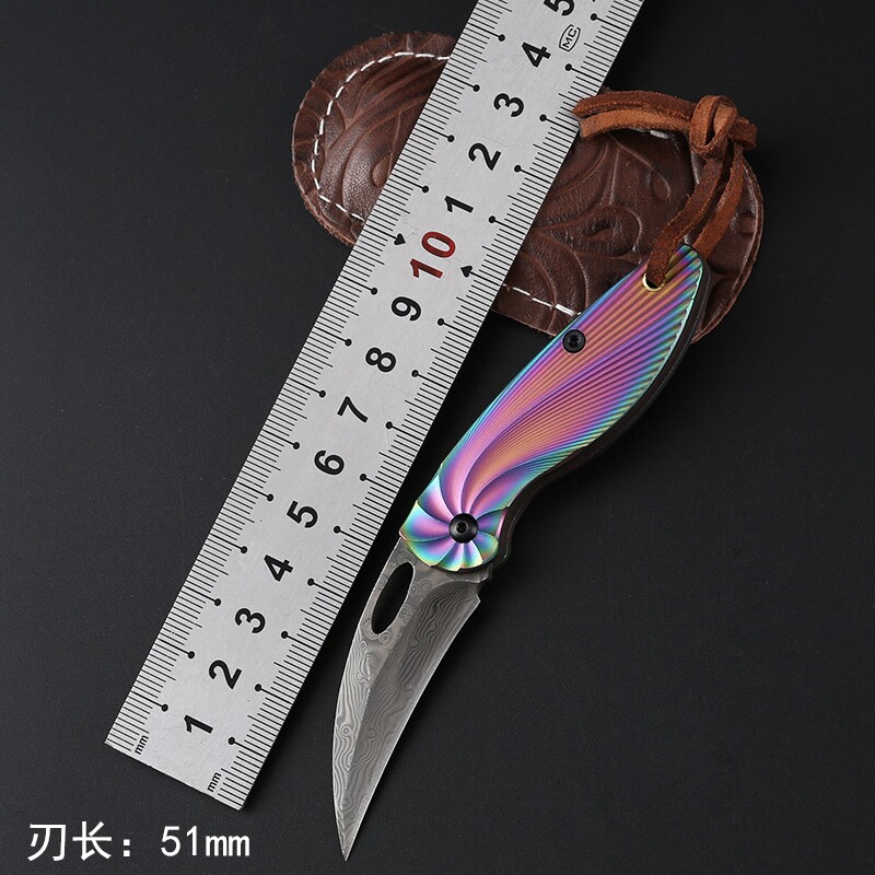 户外大马士革钢刀折叠高硬度小刀防身瑞士迷你锋利随身战术小刀具