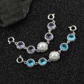 925银珍珠圆形锆石双扣头加长延长链吊坠女项链银饰diy配件7cm