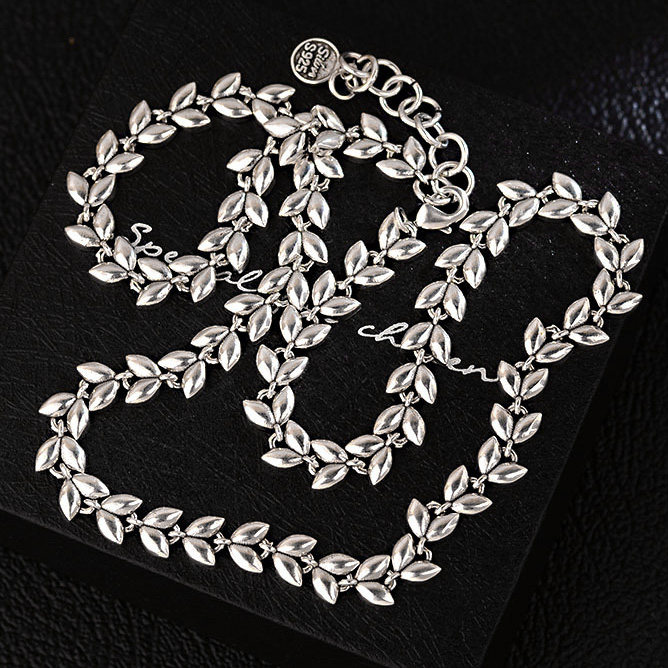 925纯银重工麦穗项链女锁骨链