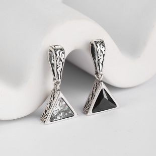 925纯银上帝之眼三角吊坠万能扣活扣单独吊坠女项链单坠2.6*1.3cm