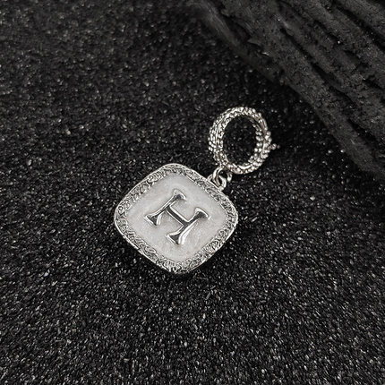 925纯银H字母珐琅万能扣活扣吊坠女珍珠项链单坠扣头配件1.5cm
