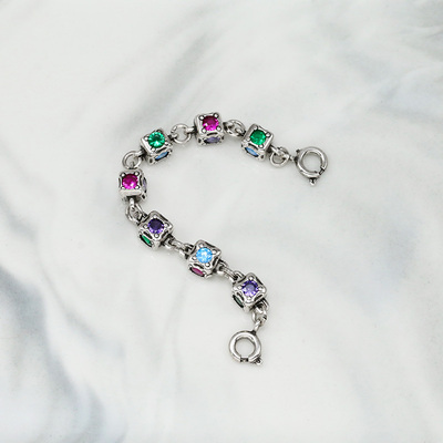 彩虹骰子延长链万能diy吊坠项链