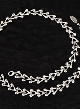 925纯银重工龙骨造型锁骨项链女