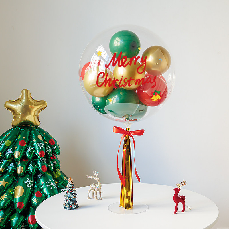 圣诞节快乐波波球桌飘气球摆件