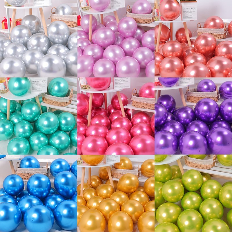 10寸加厚金属色圆形乳胶气球生日派对动场景布置婚房装饰品背景墙
