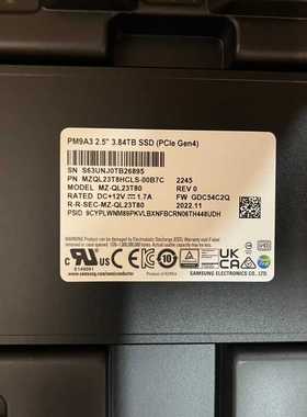 全新 三星 PM9A3 3.84TB Gen4 U.2 SSD MZQL23T8HCLS-00B7C 硬盘