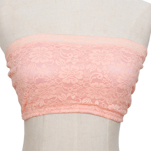 折扣韩国进口蕾丝抹胸打底防走光夏带胸垫无肩带文胸瘦人裹胸