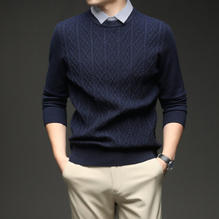 衬衫 假两件针织装 领套头毛衣 官方旗舰店忘不了同款 秋冬大白鲨男装