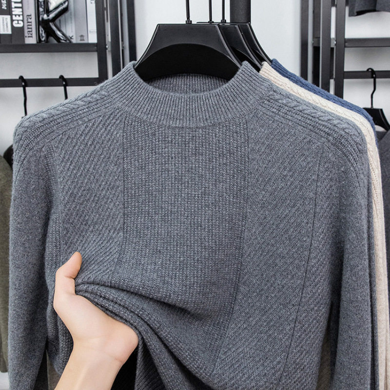 430克9针加厚羊毛衫男2025秋冬加厚中年爸爸圆领针织打底t恤