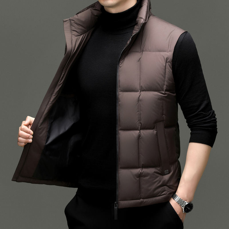 羽绒马甲男款外穿外套2025冬季中年无袖背心宽松大码轻薄羽绒服