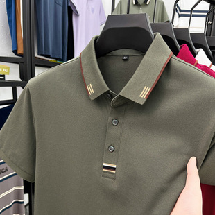 翻领宽松刺绣polo衫 95细珠棉2025夏季 t恤男士 款 红色上衣男体 短袖
