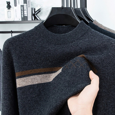 羊毛衫男款爸爸装2025冬季加厚保暖针织毛衣中老年打底衫男