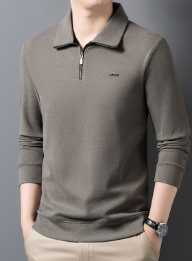 秋冬大白鲨男装官方旗舰店忘不了同款长袖T恤男士翻领拉链打底POL