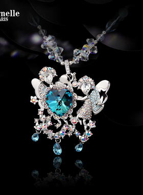 法国Eternelle十二星座系列双子座奥地利水晶胸针秋冬长款毛衣链