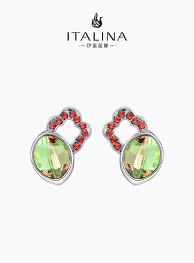 伊泰莲娜小众设计感绿色耳环女士潮流简约百搭时尚单品礼盒包装