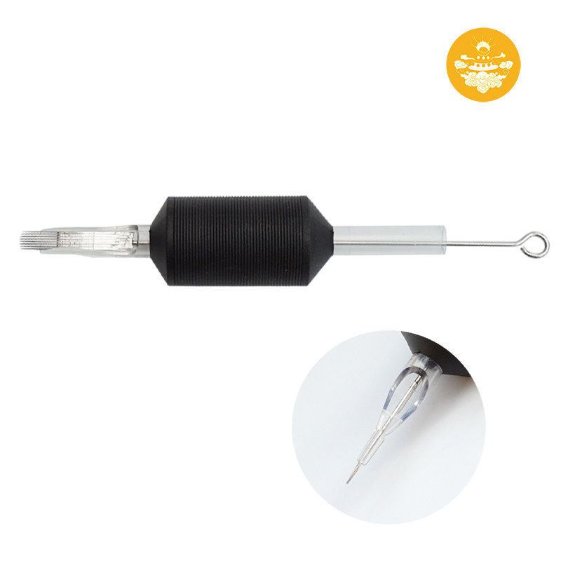 大生针  纹身手柄带针 割线弧排打雾 散口一次性黑色硅胶手柄加针