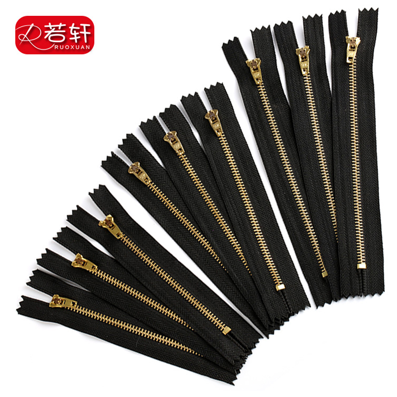 牛仔裤金属铜齿拉链裤子门襟黑色