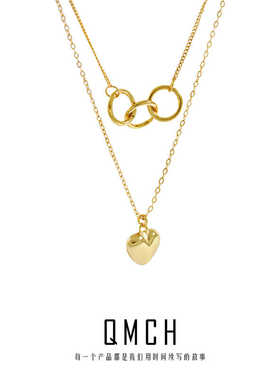 时尚心形高级双层锁骨链S925纯银