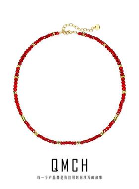 红色水晶锁骨链2024新款