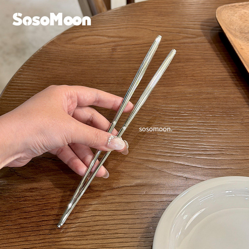 SosoMoon实心扁筷子不锈筷子