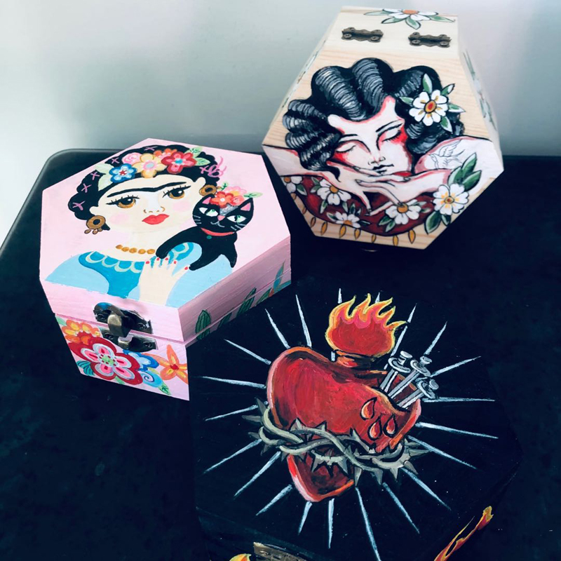手绘木头饰品定制收纳盒