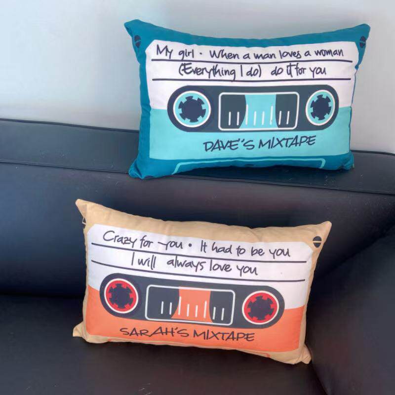 新款可拆洗彩色复古磁带靠垫抱枕家居装饰