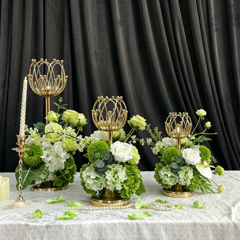 酒店宴会餐桌花摆花仿真花婚礼电镀桌花KTV生日包厢橱窗布置台花