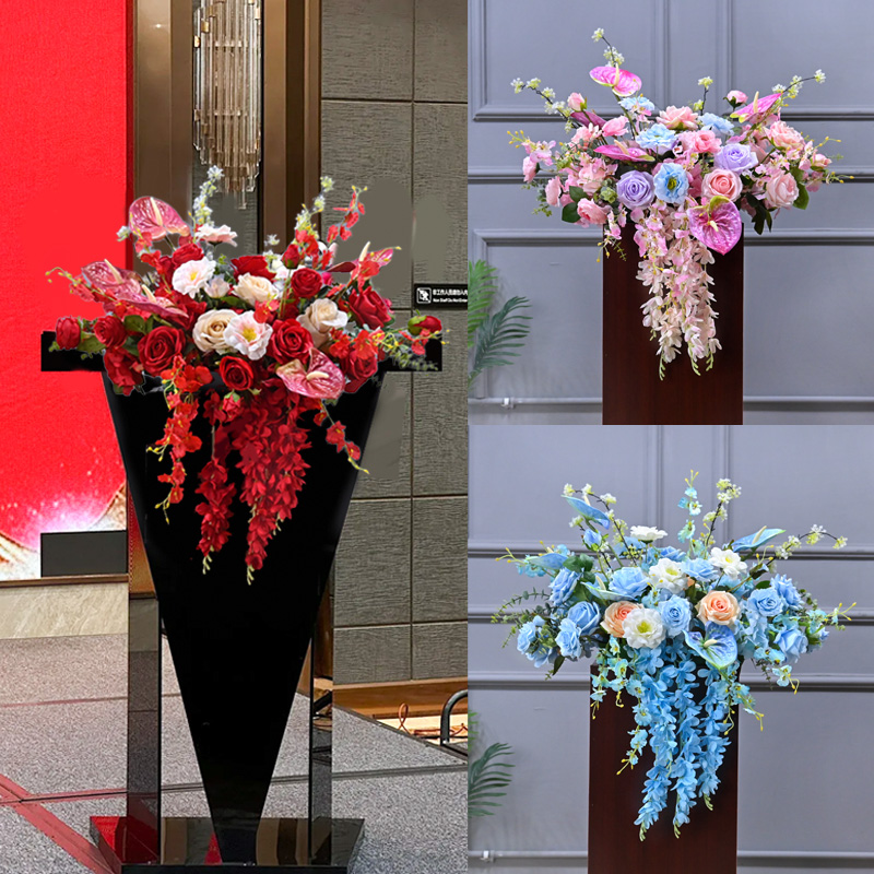 商务会议演讲台花仿真花假花