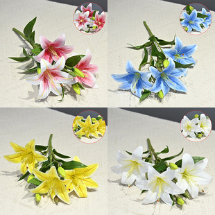 家居装饰仿真花艺餐桌插花玄关花瓶插花香水百合仿真花束摆台假花