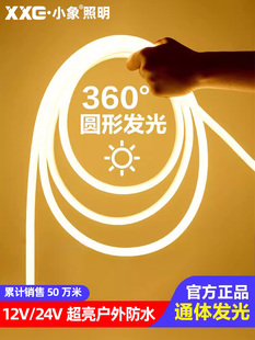 12V霓虹柔性软灯带led24V线条灯管圆形360度装 饰户外防水广告高亮