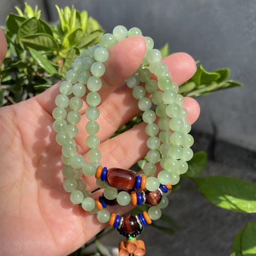 和田玉碧玉薄荷绿浅绿色多圈手链项链特价款