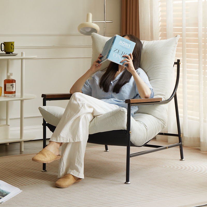 客厅单人沙发椅意式阳台休闲椅子轻奢高级设计师小户型躺椅懒人椅