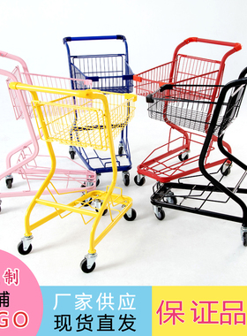 多功能超市抓娃娃手推车双层商场理货购物车网红摆地摊小推车家用
