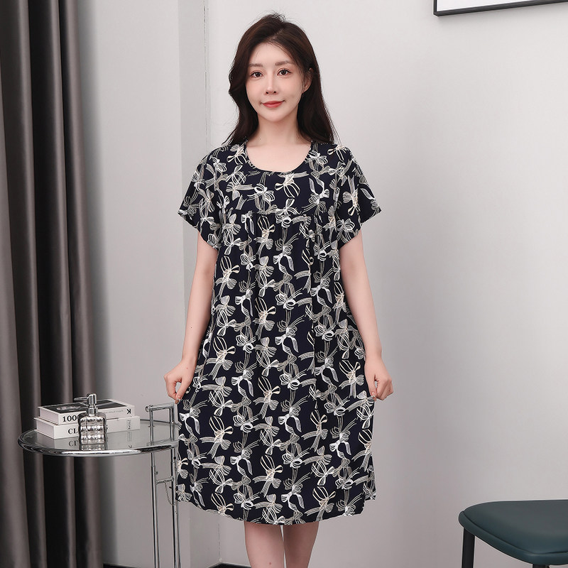 棉绸短袖夏季宽松人造棉家居服