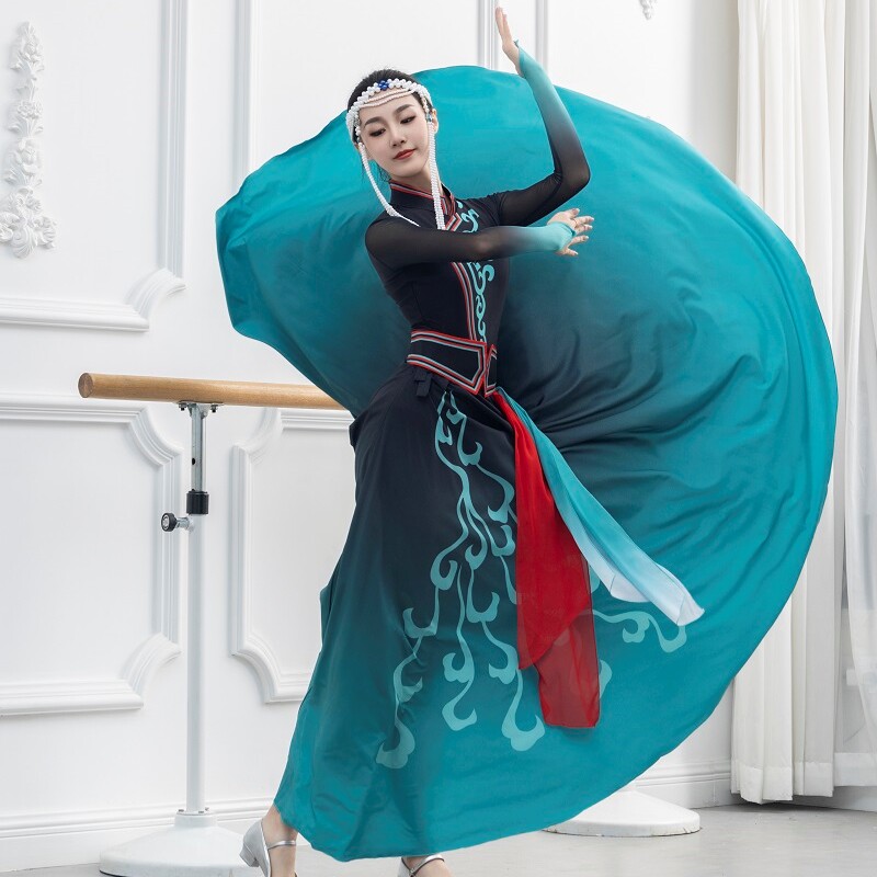 蒙古族舞蹈服装成人演出服民族舞套装女艺考定制大摆裙课堂练习服