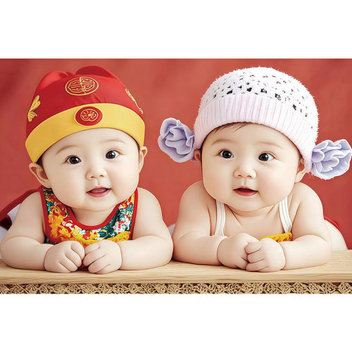 龙凤胎宝宝画报墙贴助备孕床头画